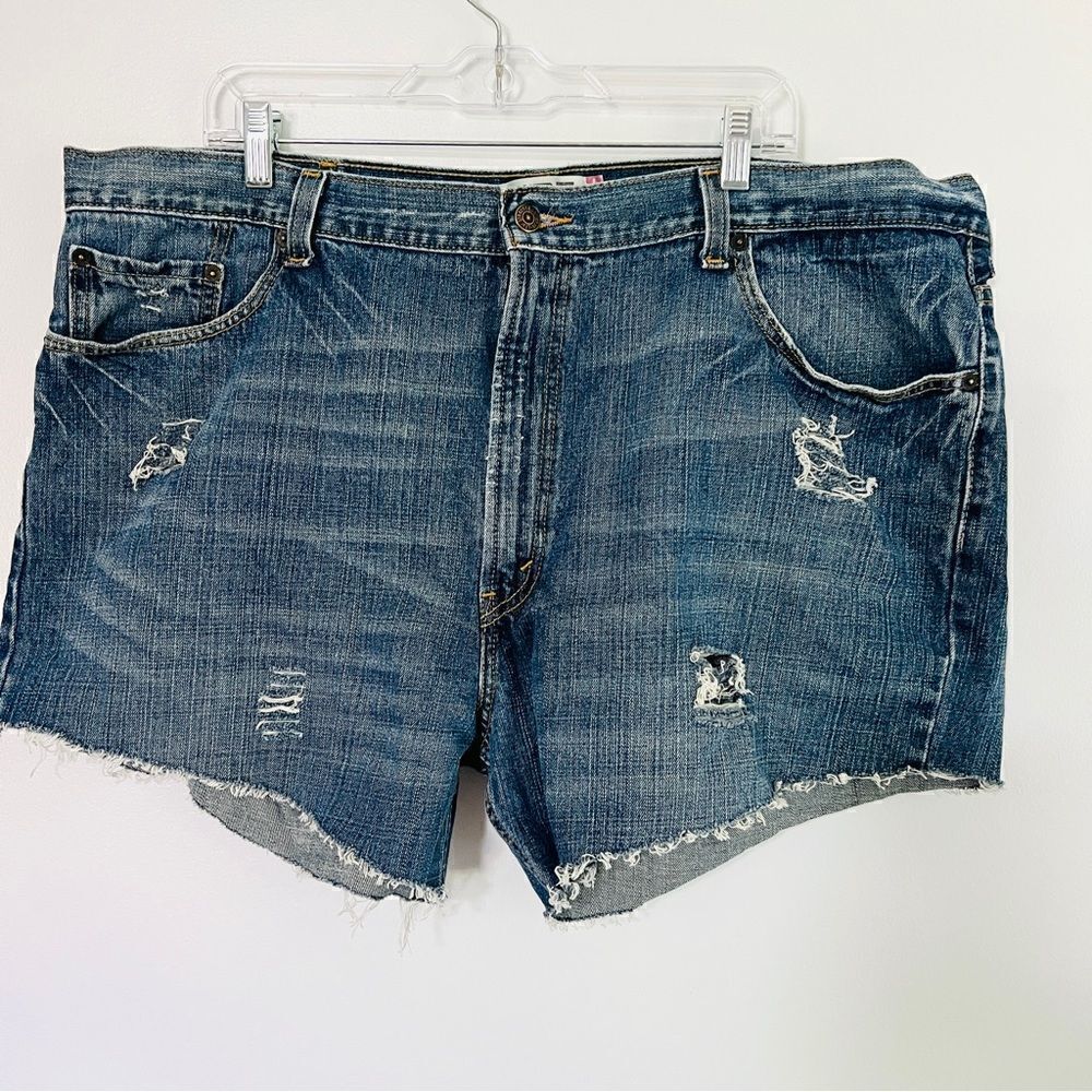 Levi’s 550 Deconstructed Jean Denim Shorts XXL 44 Waist High Rise Mom Jean
